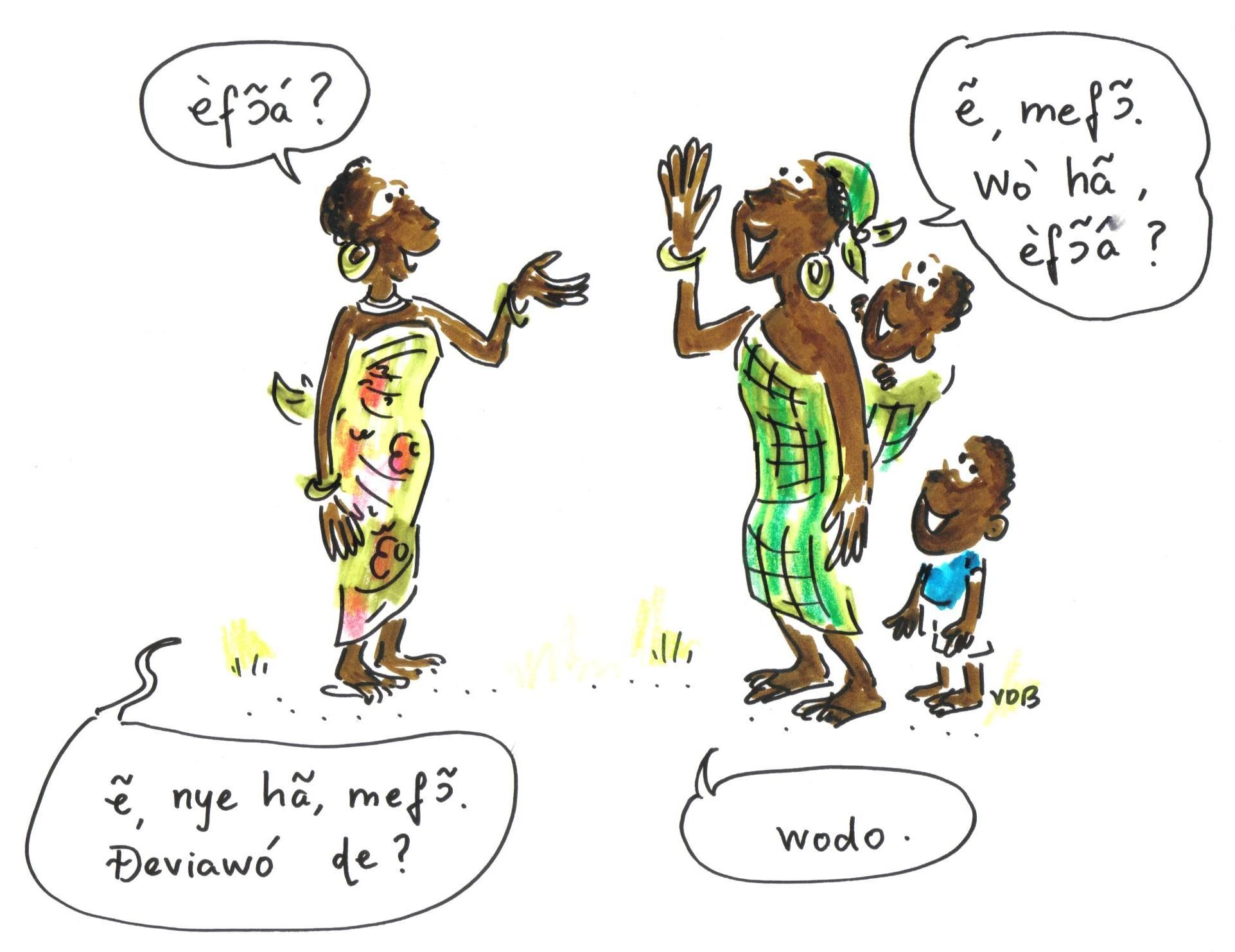 Deux africaines qui parlent en éwé