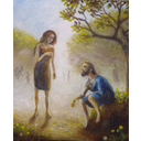 Jésus et la femme adultère è huile